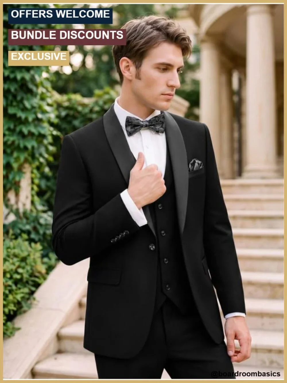 Men's 3 Piece Tuxedo Suit Slim Fit Blazer Vest Pants Set